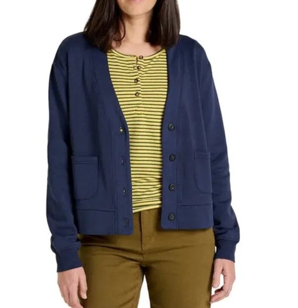 Toad & Co. Hemp Daybreaker Long Sleeve V-Neck Sweater Cardigan Big Sky Blue XL